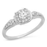 0.45 Carat (ctw) 10K White Gold Round White Diamond Ladies Halo Style Bridal Engagement Ring 1/2 CT