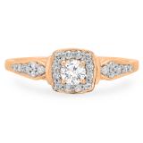 0.45 Carat (ctw) 14K Rose Gold Round White Diamond Ladies Halo Style Bridal Engagement Ring 1/2 CT