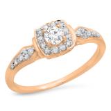 0.45 Carat (ctw) 18K Rose Gold Round White Diamond Ladies Halo Style Bridal Engagement Ring 1/2 CT