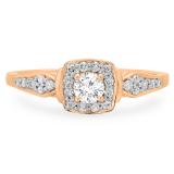 0.45 Carat (ctw) 18K Rose Gold Round White Diamond Ladies Halo Style Bridal Engagement Ring 1/2 CT