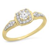 0.45 Carat (ctw) 18K Yellow Gold Round White Diamond Ladies Halo Style Bridal Engagement Ring 1/2 CT