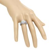0.85 Carat (ctw) 10K White Gold Round White Diamond Ladies Split Shank Bridal Halo Style Engagement Ring Set