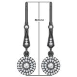 0.30 Carat (Ctw) Black Rhodium Plated 10K White Gold Round Cut White Diamond Ladies Circle Dangling Drop Earrings 1/3 CT