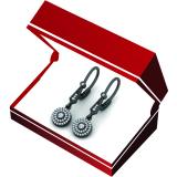 0.30 Carat (Ctw) Black Rhodium Plated 10K White Gold Round Cut White Diamond Ladies Circle Dangling Drop Earrings 1/3 CT