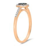 0.25 Carat (ctw) 10K Rose Gold Round White & Blue Diamond Ladies Cluster Style Bridal Engagement Ring 1/4 CT