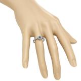 0.25 Carat (ctw) 14K White Gold Round White & Blue Diamond Ladies Cluster Style Bridal Engagement Ring 1/4 CT