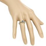0.25 Carat (ctw) 14K Yellow Gold Round White & Blue Diamond Ladies Cluster Style Bridal Engagement Ring 1/4 CT