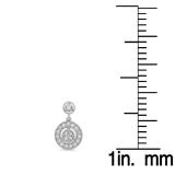 0.60 Carat (ctw) 10K White Gold Round White Diamond Ladies Circle Cluster Style Dangling Earrings