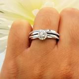 0.45 Carat (ctw) 10K White Gold Round White Diamond Ladies Bridal Halo Style Engagement Ring Set 1/2 CT