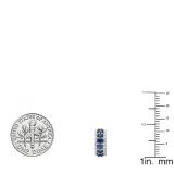 1.40 Carat (Ctw) 10K Rose Gold Round White Diamond & Blue Sapphire Ladies Huggies Hoop Earrings