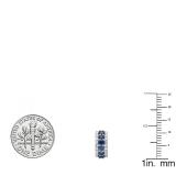 1.40 Carat (Ctw) 10K Yellow Gold Round White Diamond & Blue Sapphire Ladies Huggies Hoop Earrings