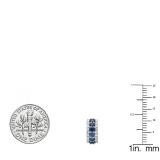 1.40 Carat (Ctw) 14K White Gold Round White Diamond & Blue Sapphire Ladies Huggies Hoop Earrings