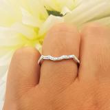 0.10 Carat (ctw) 10K White Gold Round Cut White Diamond Ladies Anniversary Wedding Stackable Band Contour Guard Ring 1/10 CT