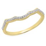0.10 Carat (ctw) 10K Yellow Gold Round Cut White Diamond Ladies Anniversary Wedding Stackable Band Contour Guard Ring 1/10 CT