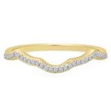 0.10 Carat (ctw) 10K Yellow Gold Round Cut White Diamond Ladies Anniversary Wedding Stackable Band Contour Guard Ring 1/10 CT