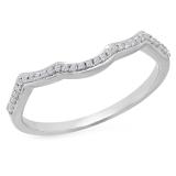 0.10 Carat (ctw) 14K White Gold Round Cut White Diamond Ladies Anniversary Wedding Stackable Band Contour Guard Ring 1/10 CT
