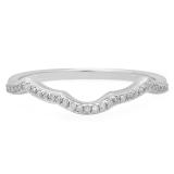 0.10 Carat (ctw) 14K White Gold Round Cut White Diamond Ladies Anniversary Wedding Stackable Band Contour Guard Ring 1/10 CT