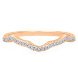 0.10 Carat (ctw) 18K Rose Gold Round Cut White Diamond Ladies Anniversary Wedding Stackable Band Contour Guard Ring 1/10 CT