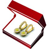 1.00 Carat (ctw) 10K Yellow Gold Round Citrine & White Diamond Ladies Circle Halo Style Dangling Drop Earrings 1 CT