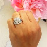 0.30 Carat (ctw) 14K White Gold Round White Diamond Ladies Bridal Halo Style Engagement Ring With Matching Band Set 1/3 CT