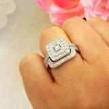 0.30 Carat (ctw) 14K White Gold Round White Diamond Ladies Bridal Halo Style Engagement Ring With Matching Band Set 1/3 CT