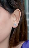 0.10 Carat (ctw) Sterling Silver Round Black & White Diamond Ladies Kite Shape Stud Earrings 1/10 CT