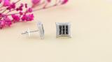 0.10 Carat (ctw) Sterling Silver Round Black & White Diamond Ladies Kite Shape Stud Earrings 1/10 CT