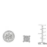 0.50 Carat (ctw) Sterling Silver Round White Diamond Ladies Cluster Style Fashion Stud Earrings 1/2 CT