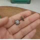 0.10 Carat (ctw) Black & White Plated Sterling Silver Round White Diamond Ladies Square Shape Fashion Stud Earrings 1/10 CT