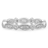0.15 Carat (ctw) Sterling Silver Round White Diamond Ladies Vintage Style Eternity Bridal Engagement Ring