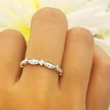 0.15 Carat (ctw) Sterling Silver Round White Diamond Ladies Vintage Style Eternity Bridal Engagement Ring