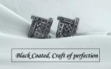 0.15 Carat (ctw) Black Plated Sterling Silver Round Black Diamond Unisex Fancy Stud Earrings