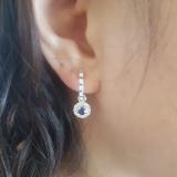 1.45 Carat (ctw) 10K Yellow Gold Round Blue Sapphire & White Diamond Ladies Halo Style Dangling Drop Earrings 1 1/2 CT