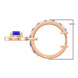 1.45 Carat (ctw) 14K Rose Gold Round Blue Sapphire & White Diamond Ladies Halo Style Dangling Drop Earrings 1 1/2 CT