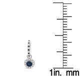 1.45 Carat (ctw) 14K White Gold Round Blue Sapphire & White Diamond Ladies Halo Style Dangling Drop Earrings 1 1/2 CT