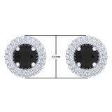 2.40 Carat (ctw) 10K White Gold Round Black & White Diamond Ladies Halo Style Stud Earrings