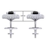 2.40 Carat (ctw) 10K White Gold Round Black & White Diamond Ladies Halo Style Stud Earrings