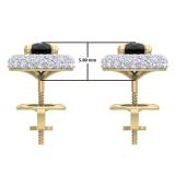 2.40 Carat (ctw) 18K Yellow Gold Round Black & White Diamond Ladies Halo Style Stud Earrings