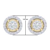 0.50 Carat (ctw) 10K Yellow Gold Round White Diamond Ladies Cluster Style Stud Earrings 1/2 CT