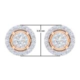 0.50 Carat (ctw) 14K Rose Gold Round White Diamond Ladies Cluster Style Stud Earrings 1/2 CT