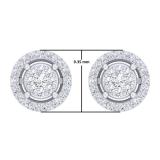 0.50 Carat (ctw) 14K White Gold Round White Diamond Ladies Cluster Style Stud Earrings 1/2 CT