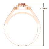 0.95 Carat (Ctw) 10K Rose Gold Cushion Morganite & Round Pink Sapphire & Diamond Bridal Halo Split Shank Engagement Ring 1 CT