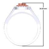 0.95 Carat (Ctw) Two Tone Rose Gold Plated 10K White Gold Cushion Morganite & Round Pink Sapphire & Diamond Bridal Halo Split Shank Engagement Ring 1 CT