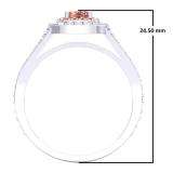 0.95 Carat (Ctw) 14K White Gold Cushion Morganite & Round Pink Sapphire & Diamond Bridal Halo Split Shank Engagement Ring 1 CT