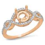 0.25 Carat (ctw) 10K Rose Gold Round White Diamond Ladies Swirl Split Shank Bridal Semi Mount Engagement Ring 1/4 CT (No Center Stone)
