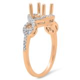 0.25 Carat (ctw) 10K Rose Gold Round White Diamond Ladies Swirl Split Shank Bridal Semi Mount Engagement Ring 1/4 CT (No Center Stone)