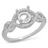 0.25 Carat (ctw) 10K White Gold Round White Diamond Ladies Swirl Split Shank Bridal Semi Mount Engagement Ring 1/4 CT (No Center Stone)