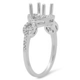 0.25 Carat (ctw) 10K White Gold Round White Diamond Ladies Swirl Split Shank Bridal Semi Mount Engagement Ring 1/4 CT (No Center Stone)