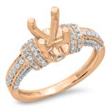 0.55 Carat (ctw) 18K Rose Gold Round White Diamond Ladies Bridal Semi Mount Engagement Ring 1/2 CT (No Center Stone)