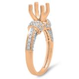 0.55 Carat (ctw) 18K Rose Gold Round White Diamond Ladies Bridal Semi Mount Engagement Ring 1/2 CT (No Center Stone)